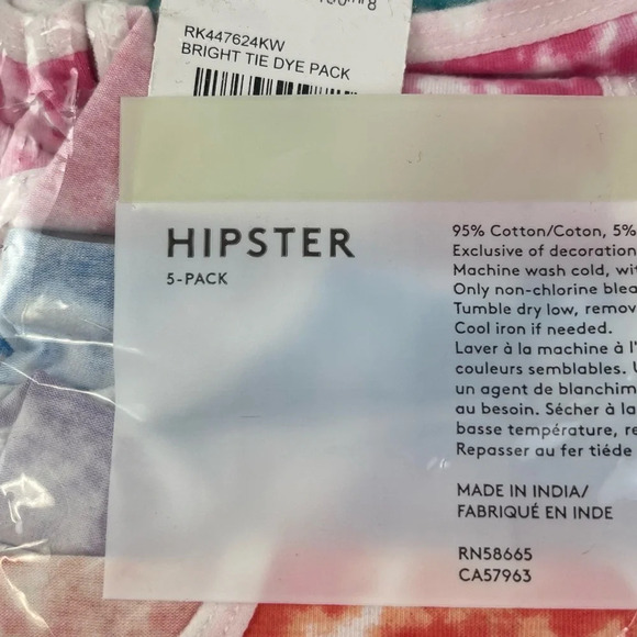NEW Nordstrom 5 Pack Hipster Underwear Girls Size 2 / 3 Tie Dye Multicolor - Picture 6 of 11